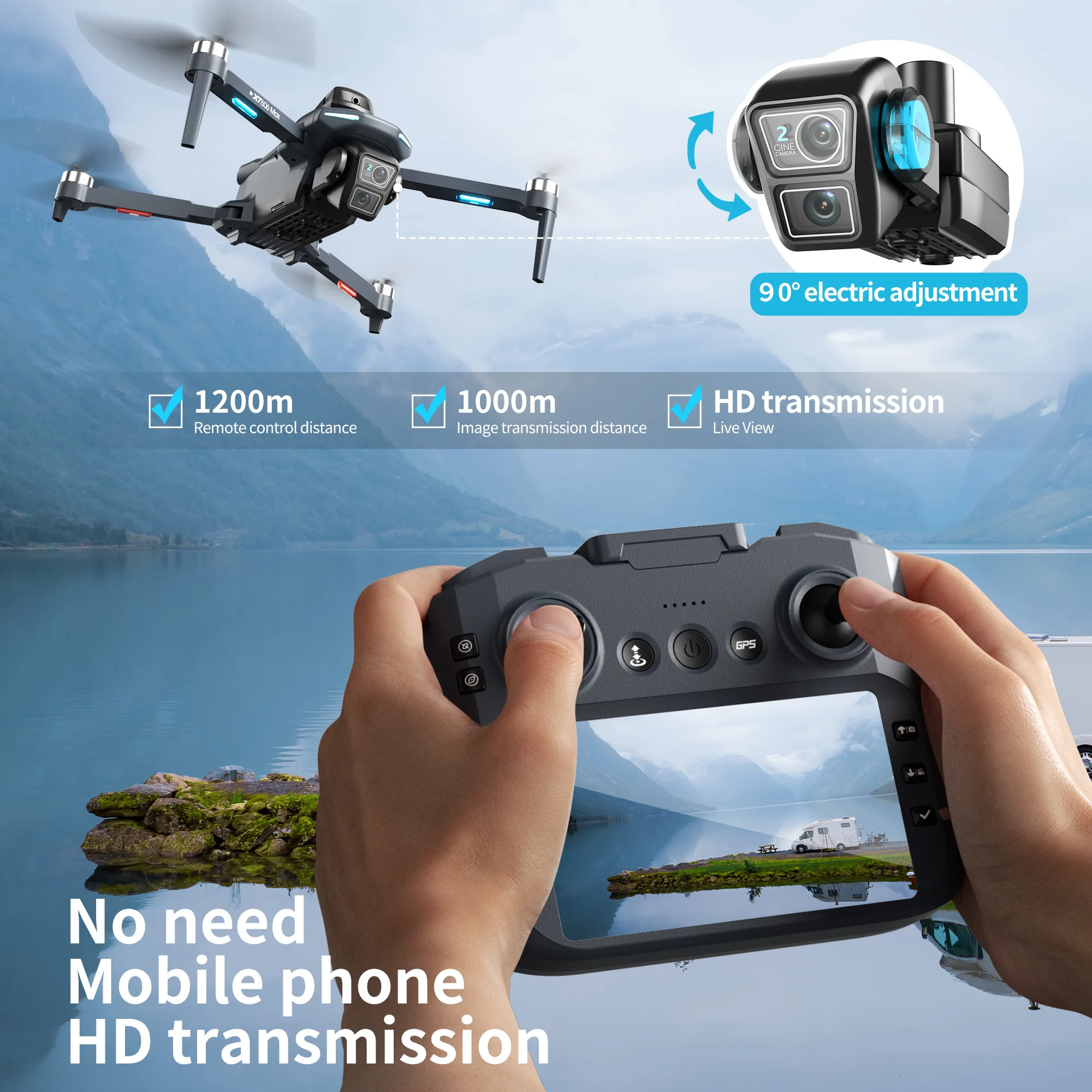 Original XT606 MAX GPS Drone 4 - Drone Kit Fpv 评论和价格